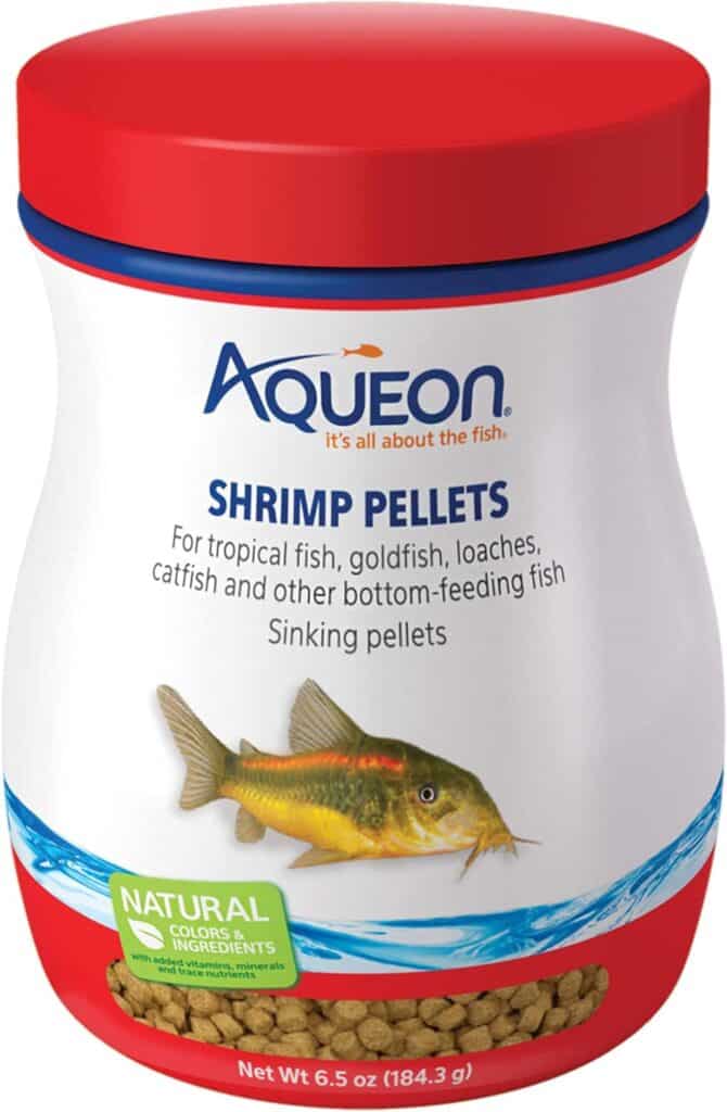 Aqueon Shrimp Pellets Sinking Food for Tropical Fish, Goldfish, Loaches, Catfish and Other Bottom Feeding Fish, 6.5 Ounces