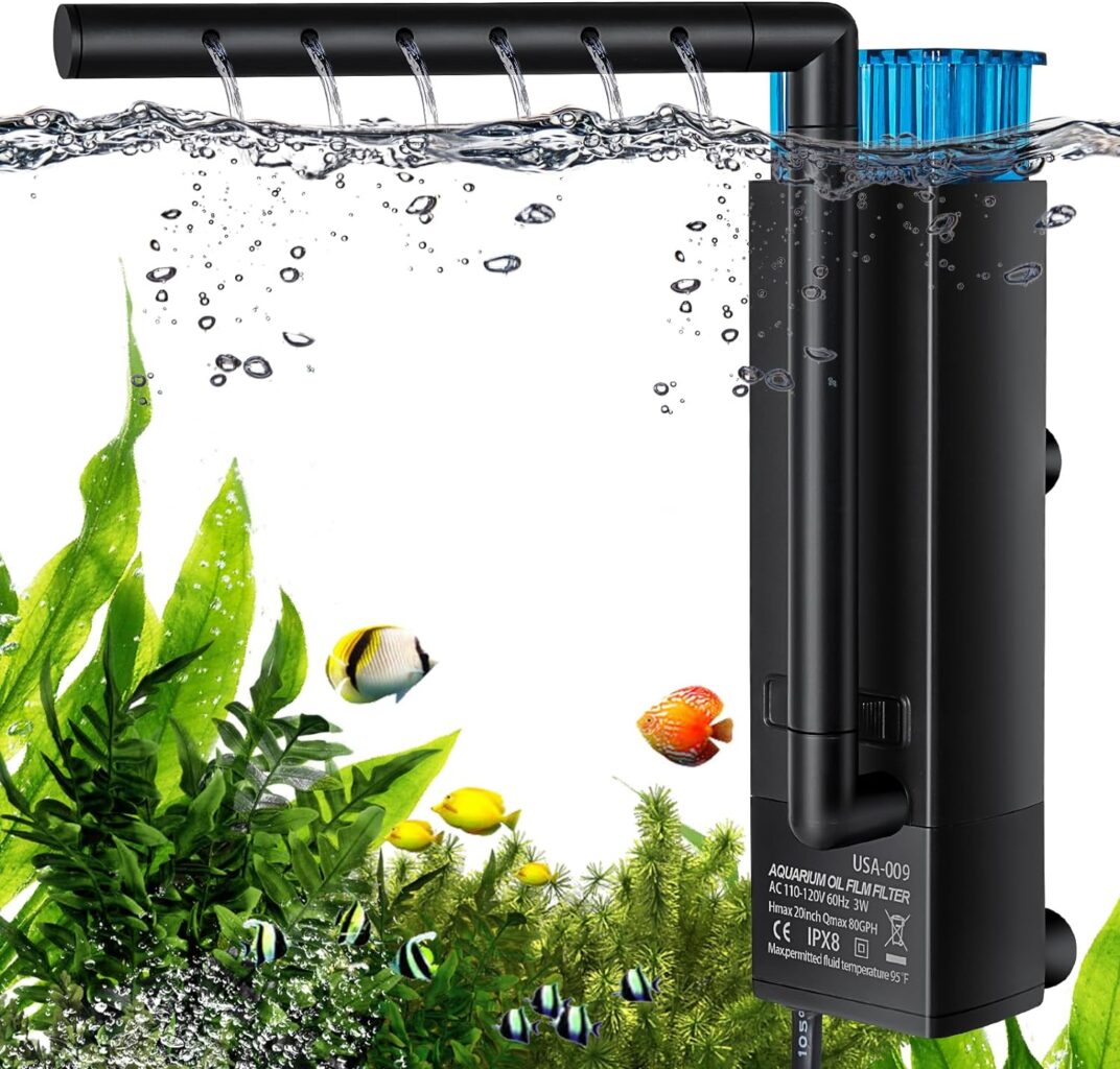 Btinf Protein Skimmer,3 in 1 Surface Oil Skimmer for Saltwater and Fresh Water, Nano Protein Skimmer for Aquarium,Wall Mounted Fish Tank Surface Protein Skimmer for Fish Tanks and Reef Tanks