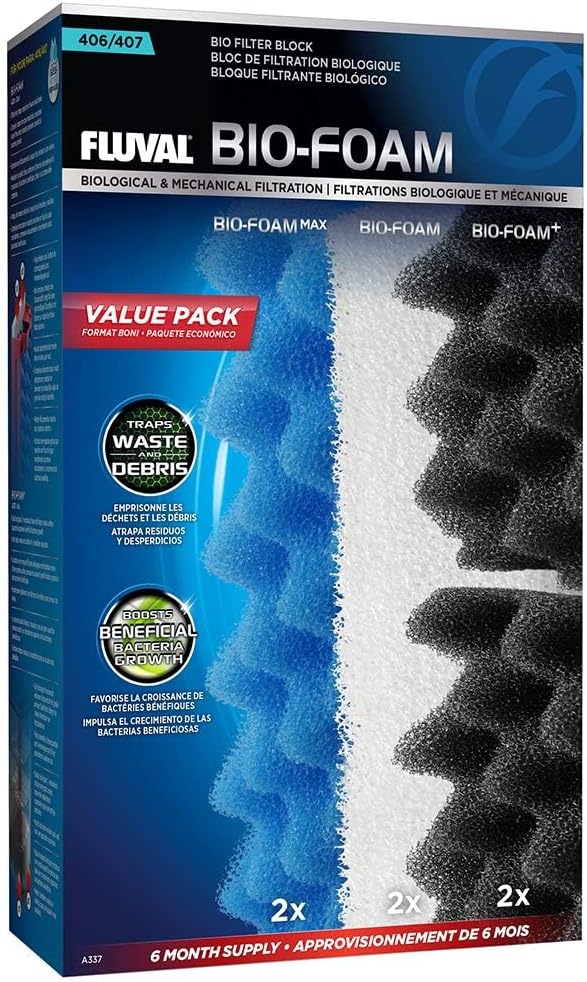 Fluval 406/407 Bio Foam Value Pack, Replacement Aquarium Filter Media