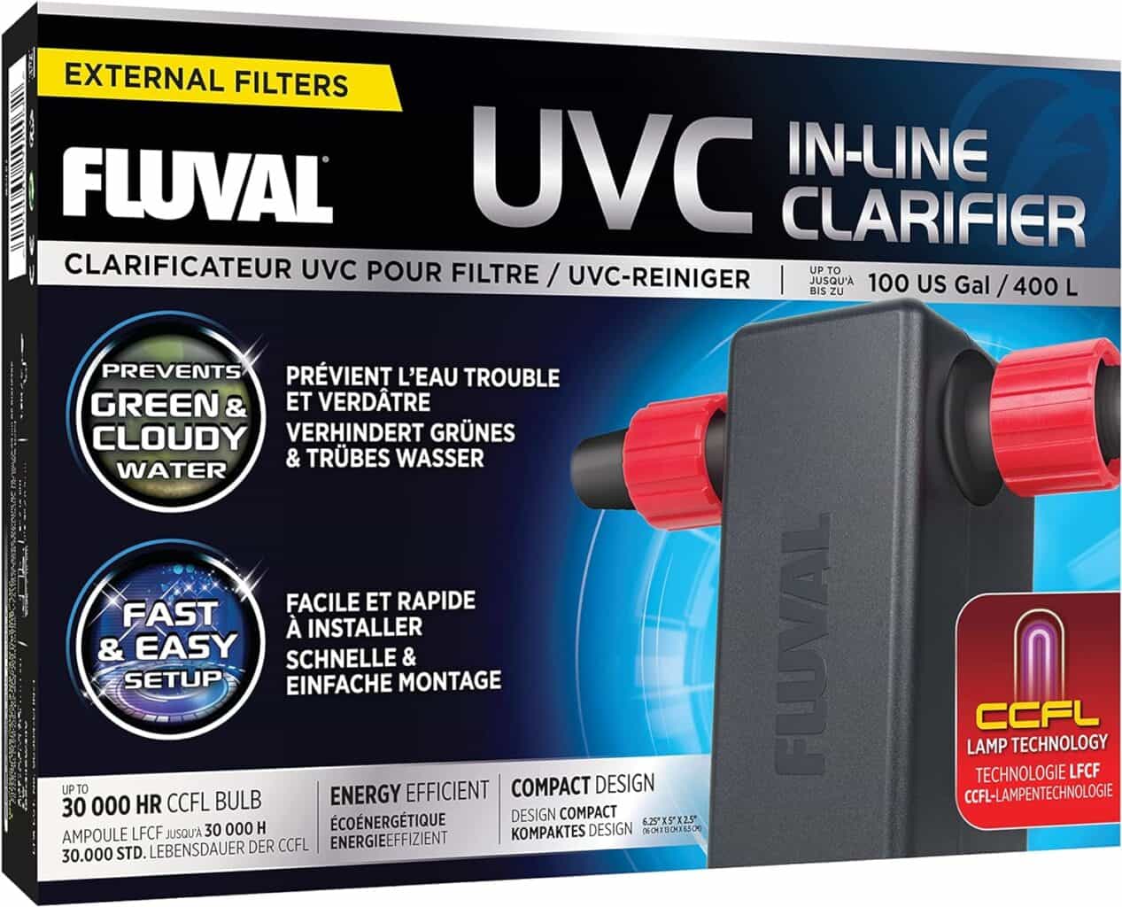 Fluval in Line UVC Clarifier for Aquarium Filters