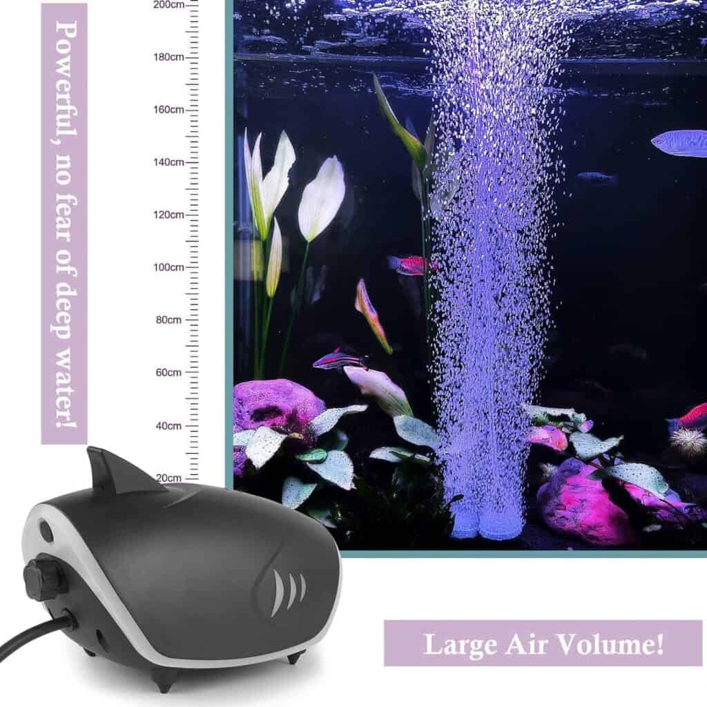 HITOP 6W Silent Aquarium Air Pump - 160GPH Large Air Volume Fish Aerator, Adjustable Oxygen Pump for Fish Tank up to 200 Gallon