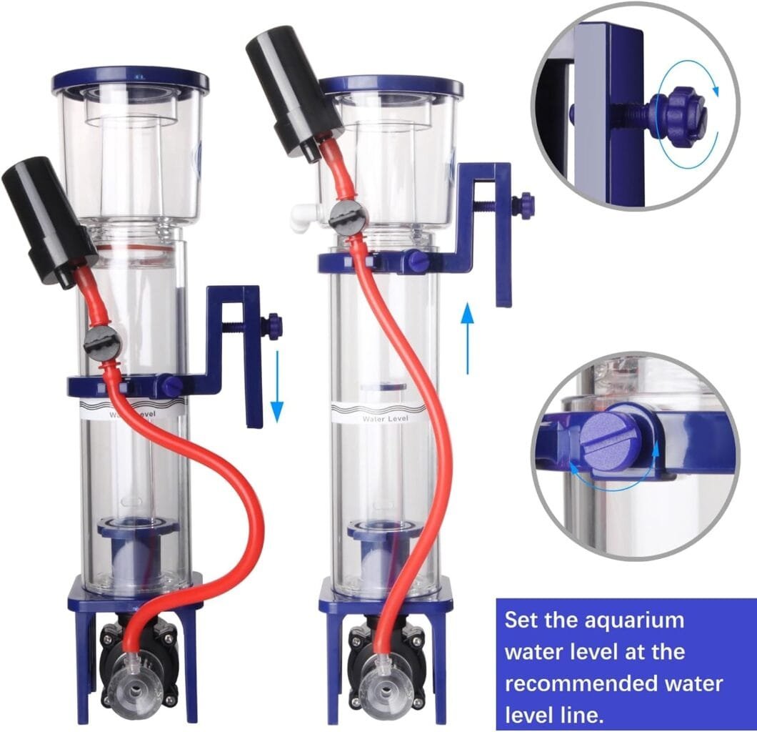 Nano Protein Skimmer for Saltwater Aquariums, DC Pinwheel Pump for 30 Gals Fish Tank, Hang On Back, Not for Rimmed Tank