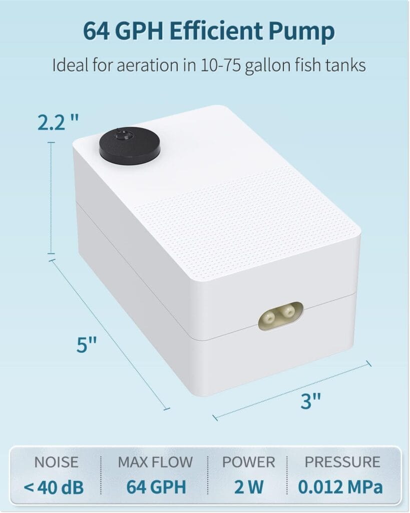 Pawfly Aquarium Air Pump Adjustable Quiet Oxygen Aerator Pump for Fish Tank Pond